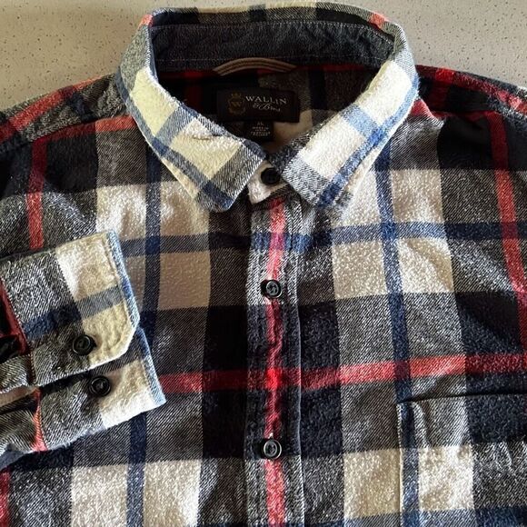 Wallin & Bros Plaid Flannel Button Front Mens XL - Picture 1 of 10
